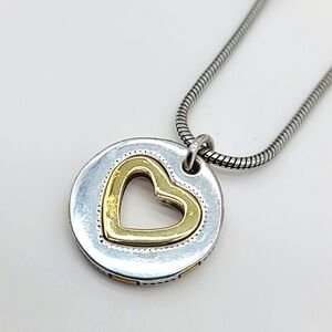 Brighton "DEJA VU" Heart Two-Tone Reversible Pendant w Cut-Out & Dots 💛